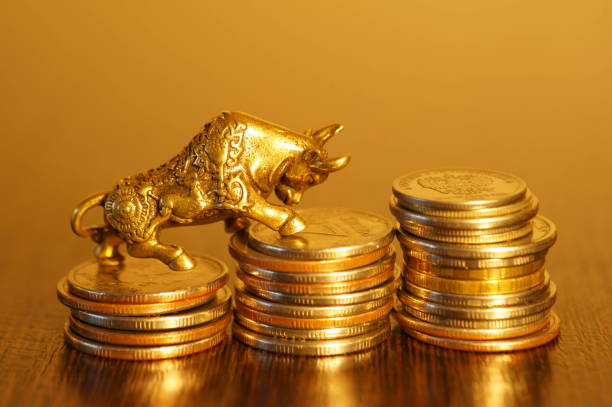 istock Metal bull figurine close-up. 1298308740
