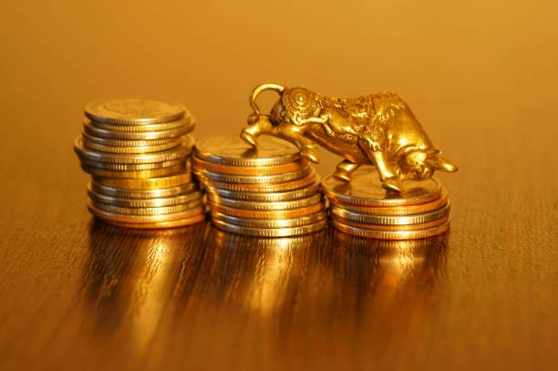 istock Metal bull figurine close-up. 1298308799