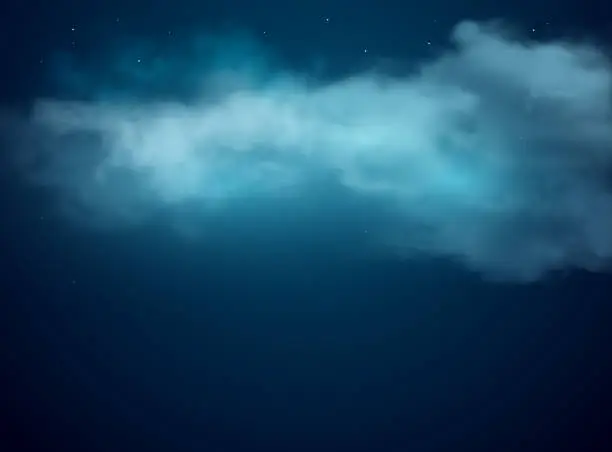 Vector illustration of Night sky background with realistic stars, clouds