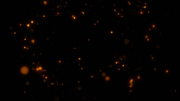 istock Red or orange glowing light glitter background effect. Fire sparkling magic star dust sparks light effect in explosion in the night sky background. 1298313086