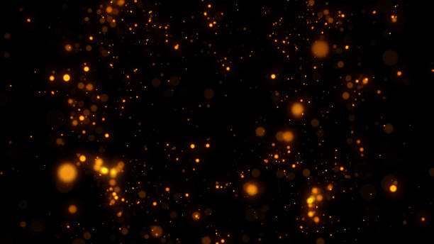 istock Red or orange glowing light glitter background effect. Fire sparkling magic star dust sparks light effect in explosion in the night sky background. 1298313089