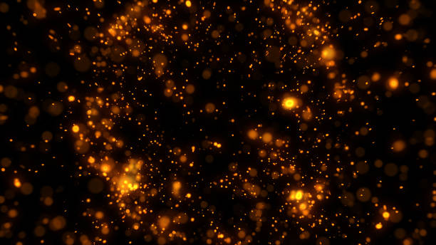 istock Red or orange glowing light glitter background effect. Fire sparkling magic star dust sparks light effect in explosion in the night sky background. 1298313091