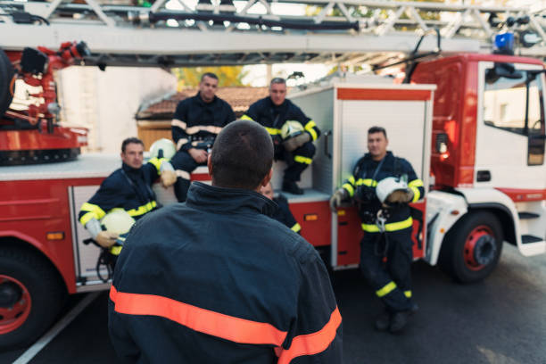 istock Chief fire officer conducting safety briefing with his team 1298314238