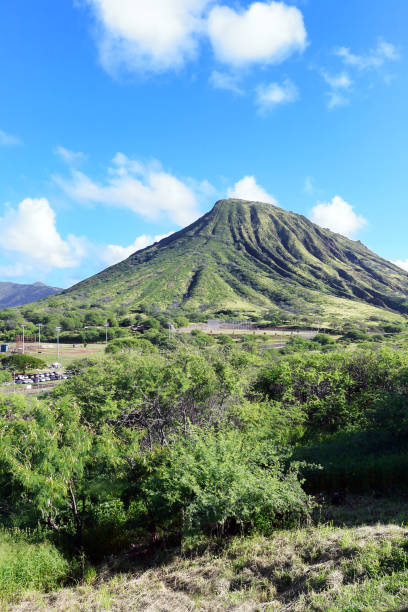 diamond head volcano - honolulu oahu vacations park stock-fotos und bilder