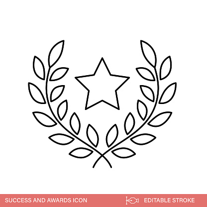 Awards and Success line icon on a transparent background. The black lines are editable.