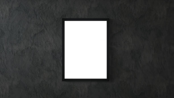 istock White Poster with black frame on black wall mockup. 3d rendering 1298318369