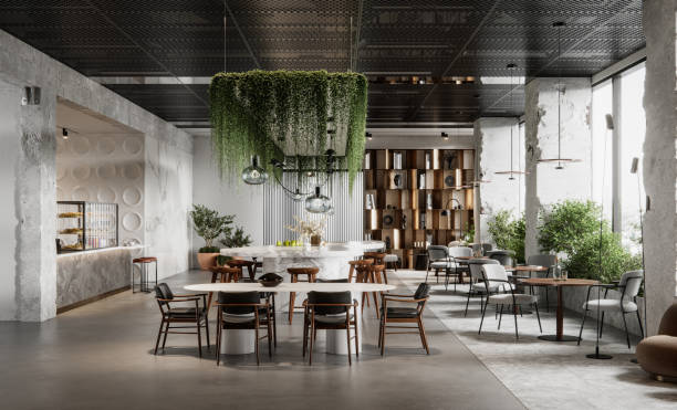 istock 3d rendering of modern office cafeteria 1298318604