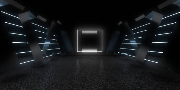 istock 3D abstract background with neon lights. neon tunnel .space construction . 3d illustration 1298321696