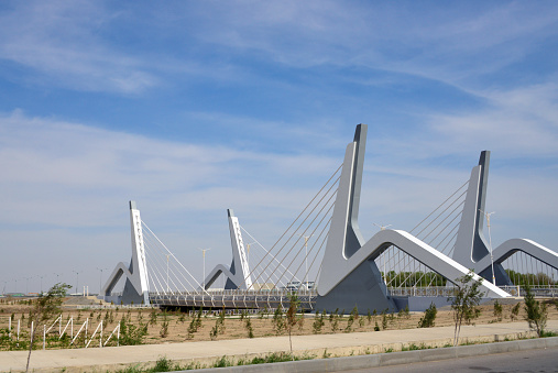 Cable-stayed bridge to Russian Island. Vladivostok. Russia. Vladivostok is the largest port on Russia's Pacific coast and the center of APEC Forum.