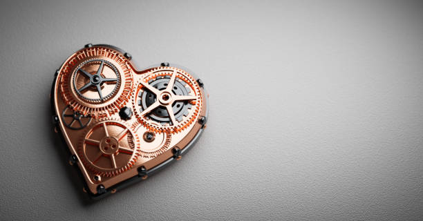 Heart shape clockwork. Gears and cogs mechanism. Valentine's Day
