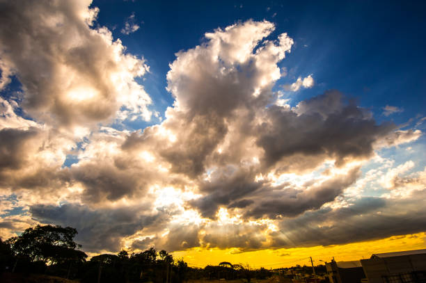 clouds in the blue sky, nature, environment and meteorology
