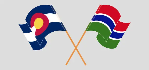 Vector illustration of Crossed flags of The State of Colorado and the Gambia