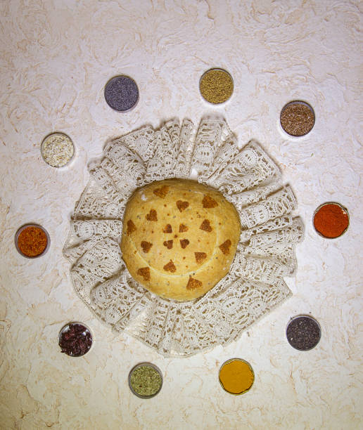 homemade bread and herbs and spices.