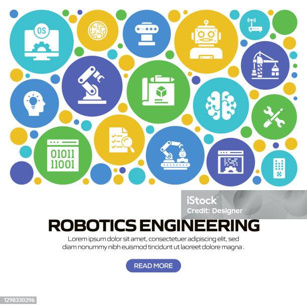 Robotics Engineering Graphics Robotics Engineering Related Modern Line Style Vector Illustration ...