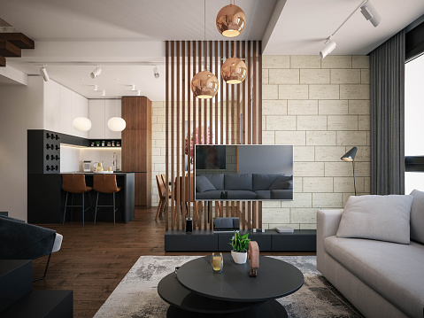 Interior Design Architecture Computer Generated Image Of Living Room ...