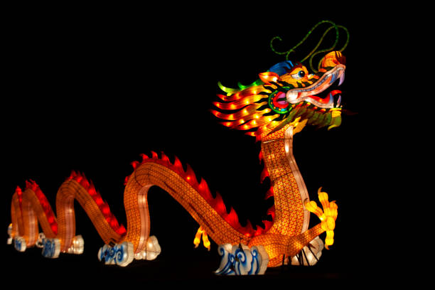 istock Chinese New Year dragon glowing at night 1298334007