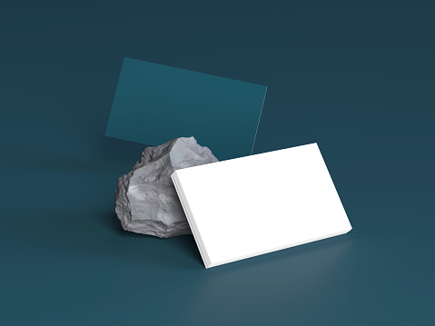 business, card, 3d, rendering, template, empty, stone