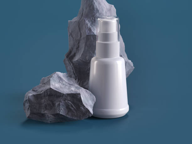 istock Natural stone pedestal for cosmetic packaging presentation 1298337505
