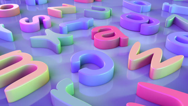 istock Children's education topic. Multicolored English letters on the table. 1298338556