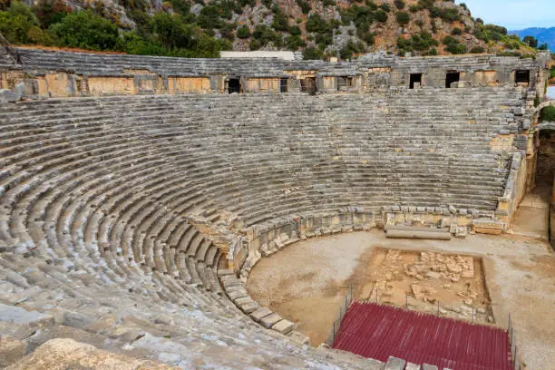 Photo of Ruins of ancient Greek-Roman theatre of Myra in Demre, Antalya province in Turkey