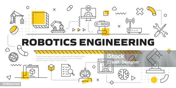Robotics Engineering Graphics Robotics Engineering Related Modern Line Style Vector Illustration ...