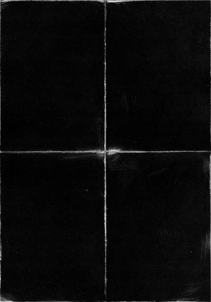 istock Old Black Empty Ripped Folded Torn Cardboard Paper Poster. Grunge Scratched Old Shabby Surface. Distressed Overlay Texture for Collage. 1298341957