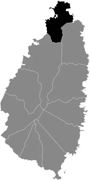 Vector illustration of Location map of Gros Islet quarter