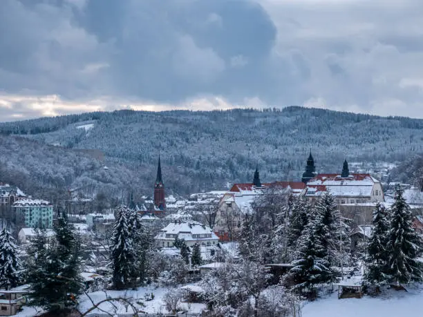 wintry view over the Aue in the Ore Mountains