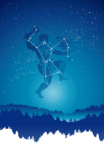 Orion which floats in the night sky Orion orion mythology stock illustrations