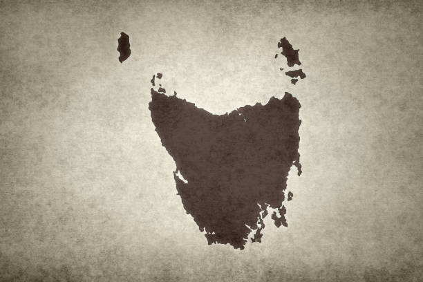 Grunge map of Tasmania (Australia) printed on an old paper.