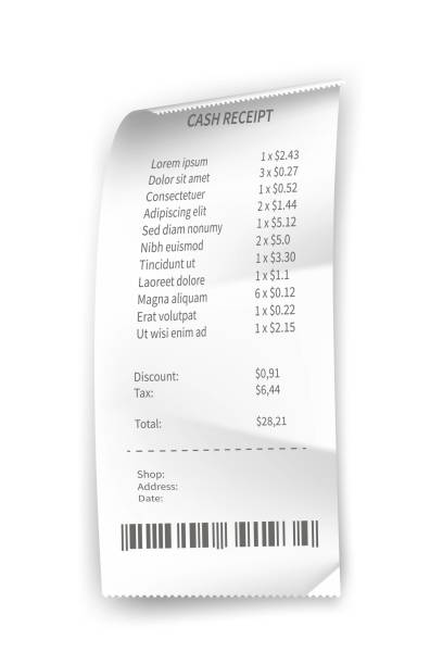 istock Receipt, paper bill, shop and supermarket check vector illustration template. Realistic list of purchases with prices, barcode, taxes, payment with money on white. Finance transactions 1298346787