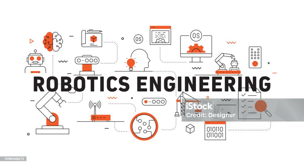 Robotic Engineering Visualization Robotics Engineering Related Modern Line Style Vector Illustration ...
