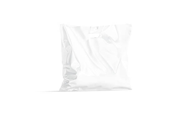 istock Blank white die-cut full plastic bag with handle hole mockup, 3d rendering 1298349027