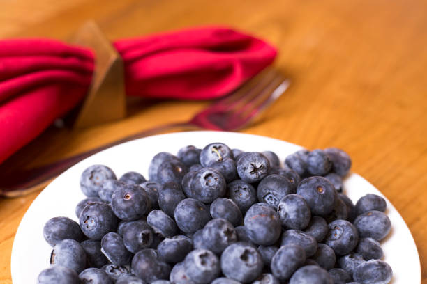 Blueberries on platter.