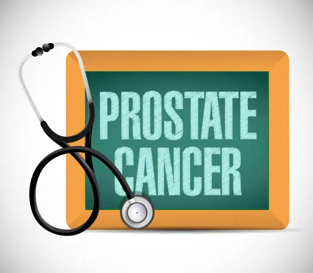 Vector illustration of Prostate cancer sign on a blackboard illustration