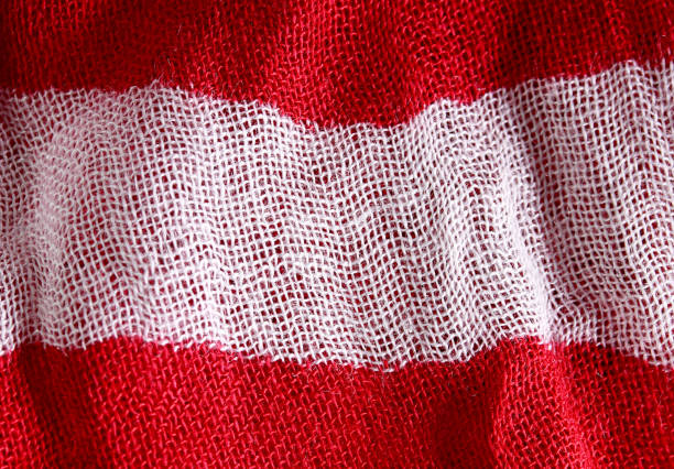 close-up of red and white fabric texture background