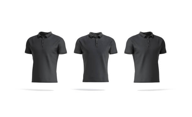 istock Blank black polo shirt mock up, front and side view 1298356955