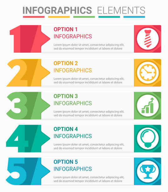 INFOGRAPHICS element abstract design the number top five list template INFOGRAPHICS element abstract design the number top five list template five objects stock illustrations