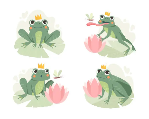 Vector illustration of Frog stalking and hunting