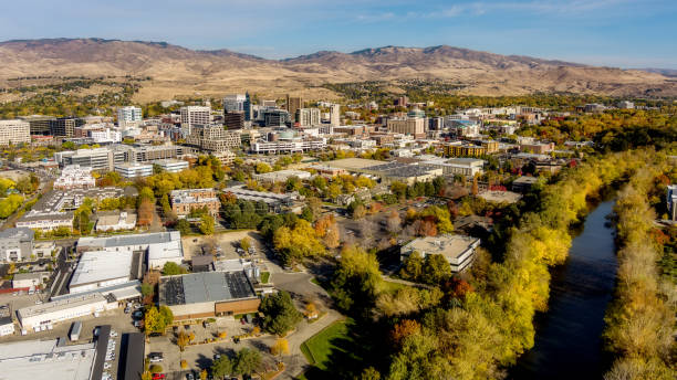istock Boise Idaho and river with fall color in the trees 1298364315