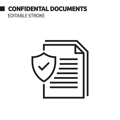 Confidential Documents Line Icon, Outline Vector Symbol Illustration.