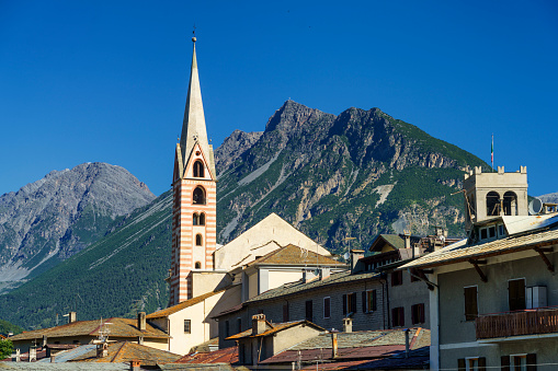 Bormio, Sondrio province, Lombardy, Italy: exterior of old typical buildings