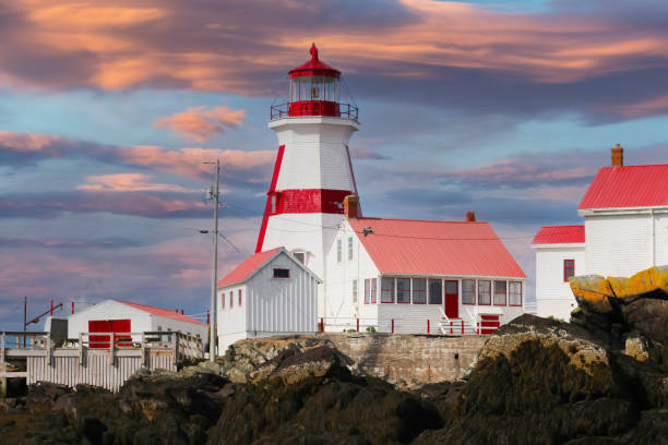 istock Head Harbour Lighthouse (East Quoddy) in New Brunswick, Canada on  Campobello Island. at sunset 1298369776