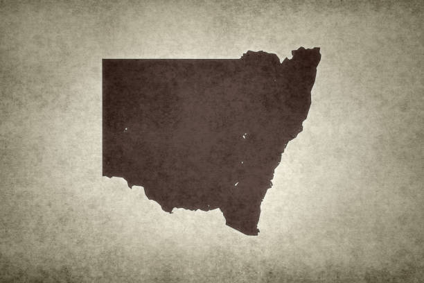 Grunge map of New South Wales (Australia) printed on an old paper.
