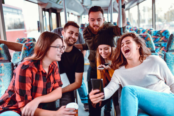 istock Selfie Time For Friends During Bus Ride 1298376072