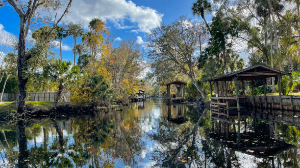 istock Canal with docks, Astor Florida 1298378974