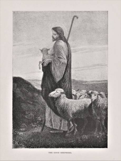 иисус добрый пастырь - бог иллюстрации stock illustrations