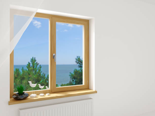 istock Modern double wooden window in the interior 1298386896