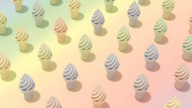 istock Ice cream and cone, Minimal summer concept 1298387289