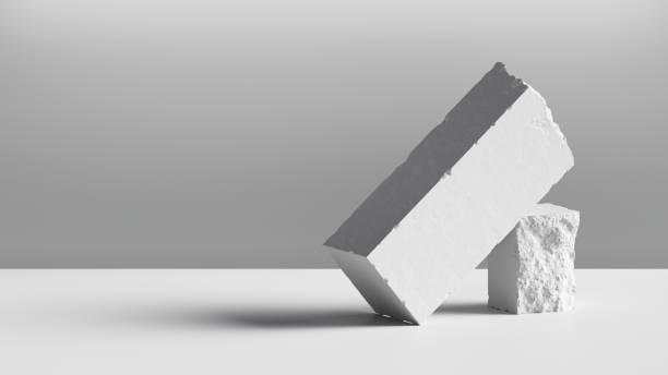 istock 3d render, abstract background with white cobblestone blocks. Modern minimal showcase scene for product presentation 1298389207